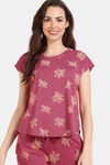 Zivame Floral Fancy Knit Cotton Tops - Cherries Jublie — thumbnail 2